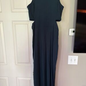 Athleta Blue Sheath Maxi Dress Halter Cutout